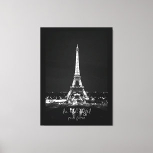 Tour Eiffel en Nuit B&W sur toile enrobée