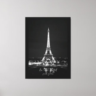 Tour Eiffel en Nuit B&W sur toile enrobée