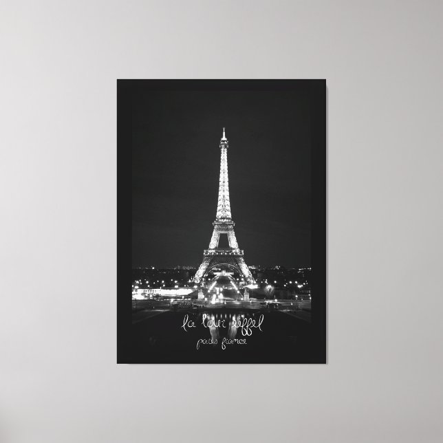 Tour Eiffel en Nuit B&W sur toile enrobée (Recto)