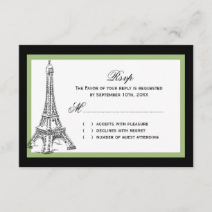 Tour Eiffel épousant des cartes de RSVP