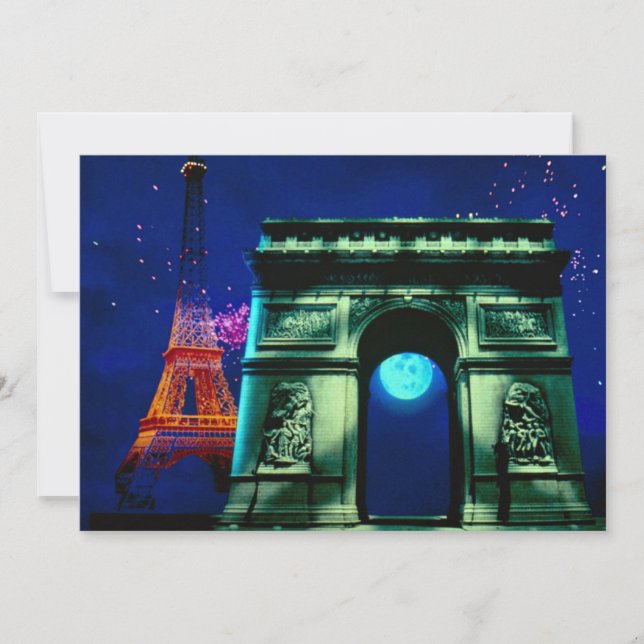 Tour Eiffel et Arc de Triomphe avec lune (Devant)