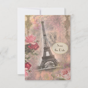 Tour Eiffel et Roses Shabby Chic Faire-Part de Con