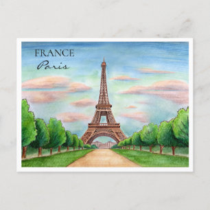 Tour Eiffel France   Carte postale aquarelle