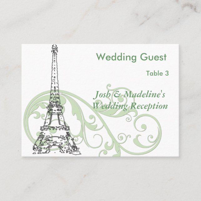 Tour Eiffel & Green Soll Reception Cartes de table (Devant)
