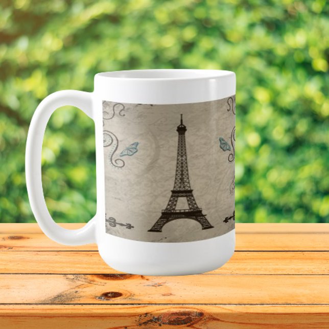 Tour Eiffel Grunge Café Mug (Eiffel Tower Grunge Coffee Mug)