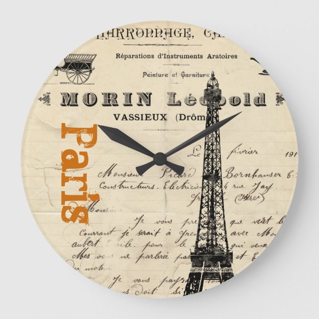 Tour Eiffel Horloge Vintage française (Recto)