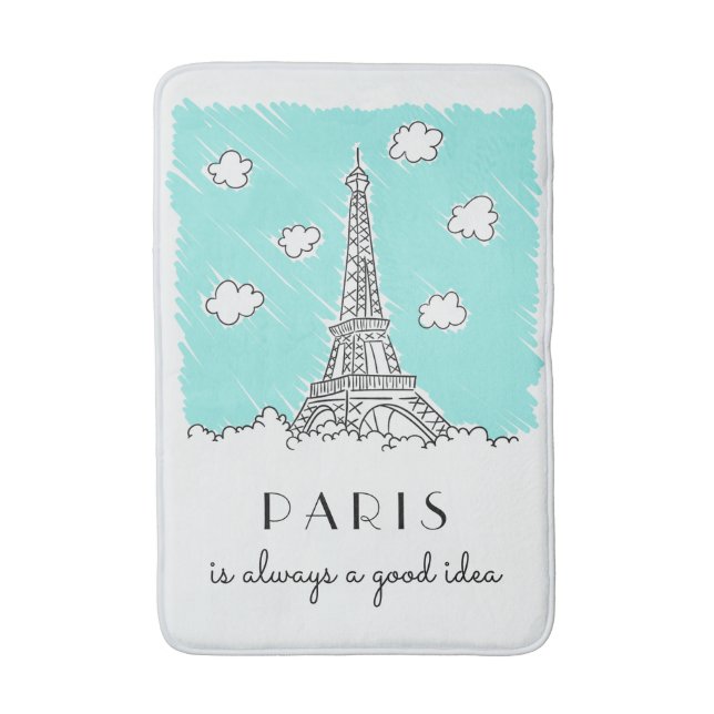 Tour Eiffel Illustration tapis de bain personnalis (Devant (Vertical))