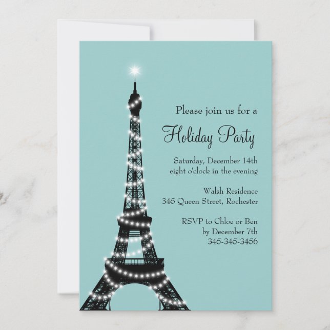 Tour Eiffel Invitation turquoise (Devant)