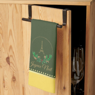 Tour Eiffel Joyeux Noel Serviette de cuisine