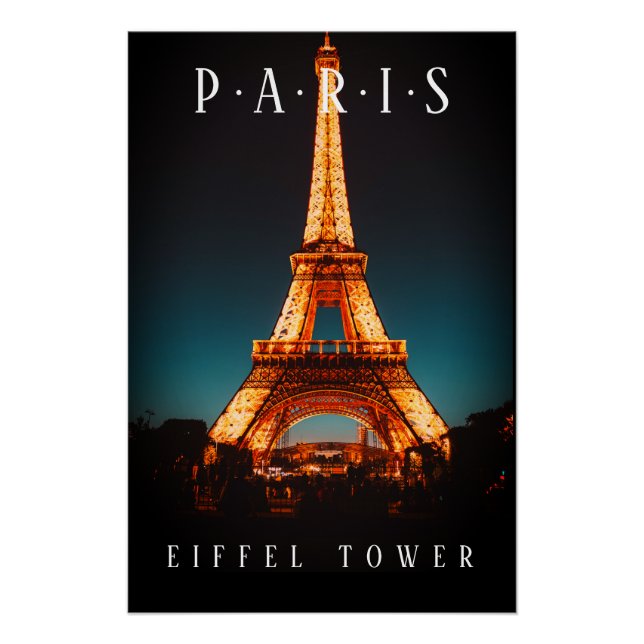 Tour Eiffel La Nuit, Paris, Poster Noir (Devant)