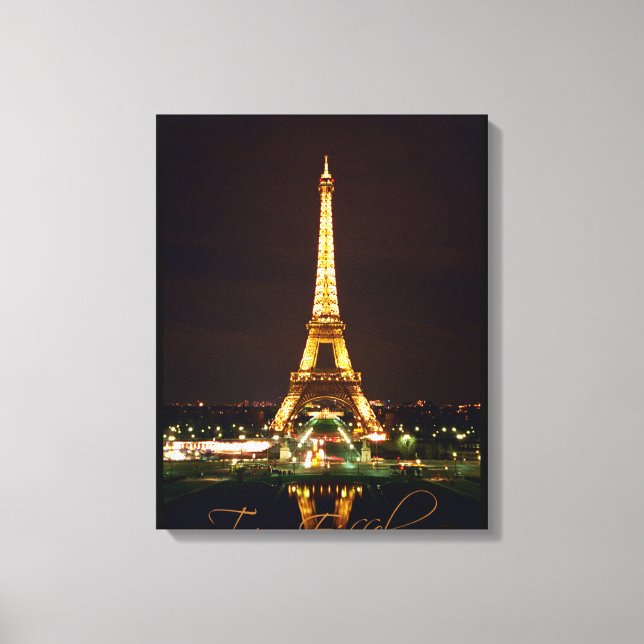 Tour Eiffel la nuit sur toile enveloppée (Recto)