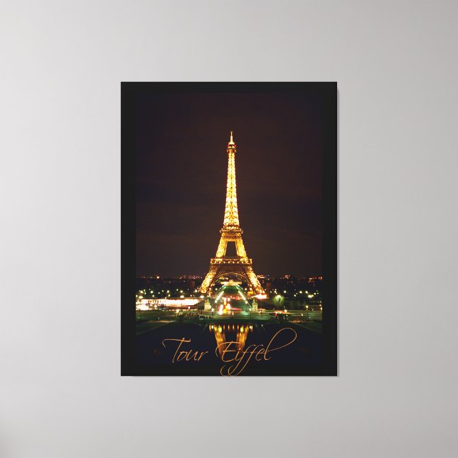 Tour Eiffel la nuit sur toile enveloppée (Recto)