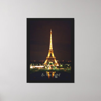 Tour Eiffel la nuit sur toile enveloppée