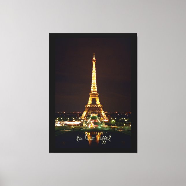 Tour Eiffel la nuit sur toile enveloppée (Recto)