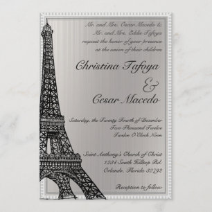 Tour Eiffel noir du faire-part de mariage 5 x 7