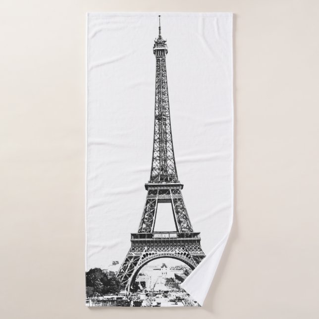 Tour Eiffel noir et blanc (Serviette de bain)