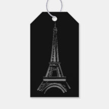 Tour Eiffel noire française, étiquettes de cadeaux