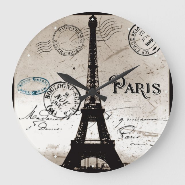 Tour Eiffel Paris Carte postale Horloge (Recto)