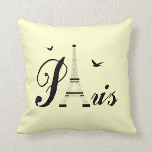 Tour Eiffel Paris Crème Coussins photos noir