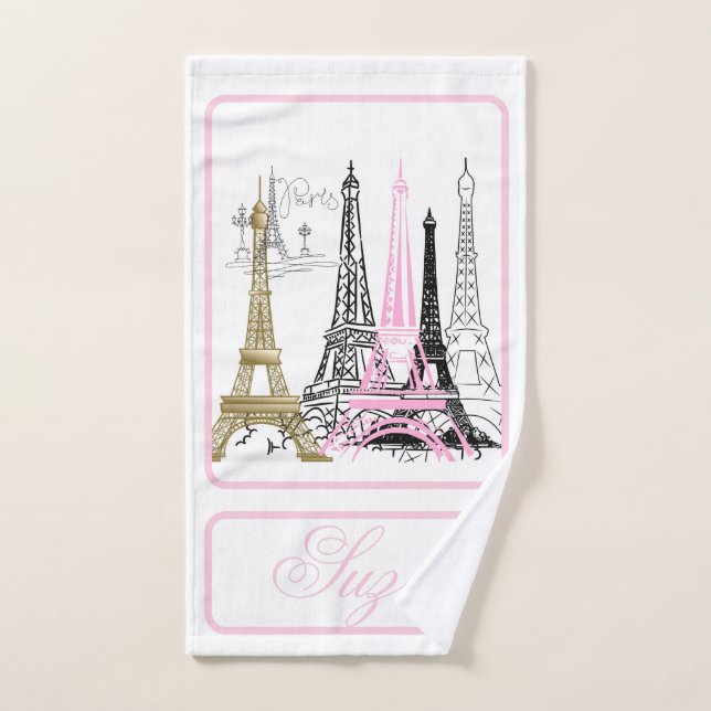 Tour Eiffel Paris Décor rose (Serviette à main)