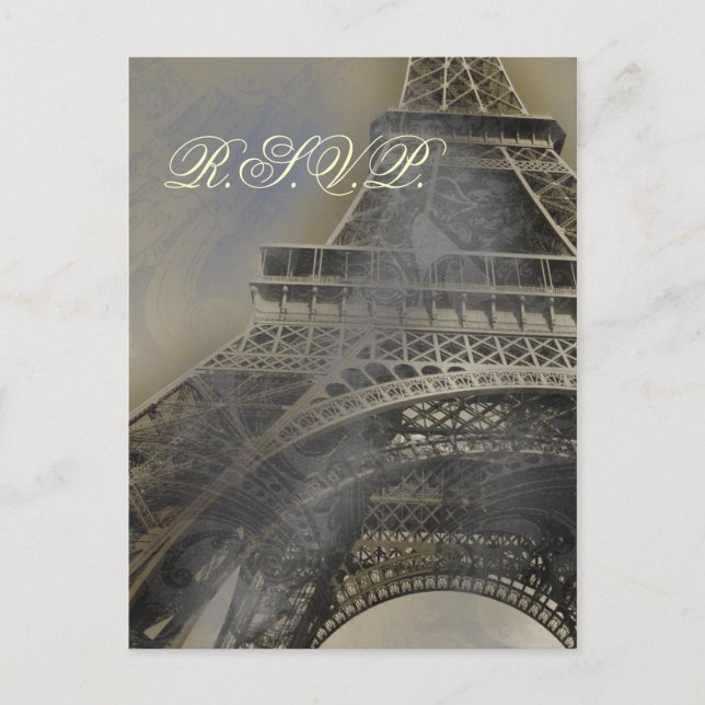 tour eiffel Paris Française Mariage carte rsvp (Devant)