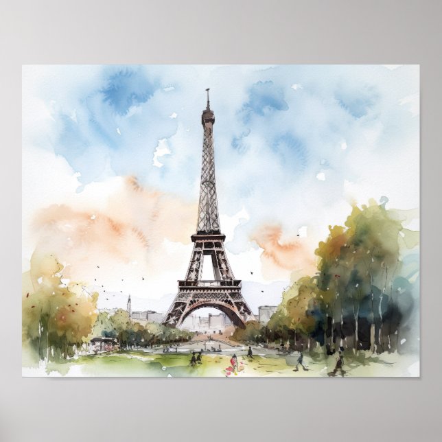 Tour Eiffel Paris France Art Imprimer Poster (Devant)