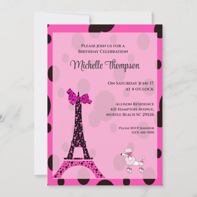 Tour Eiffel Paris Invitations d'anniversaire (Devant)