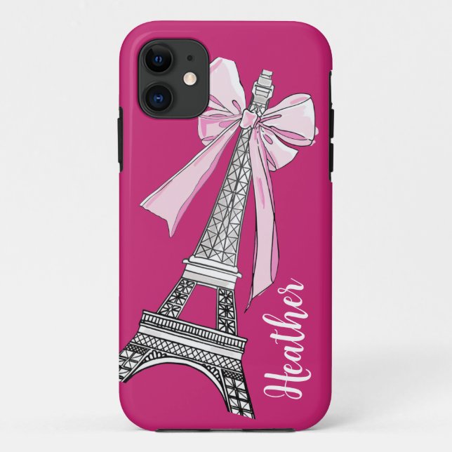 Tour Eiffel Paris rose coque iphone personnalisé (Dos)