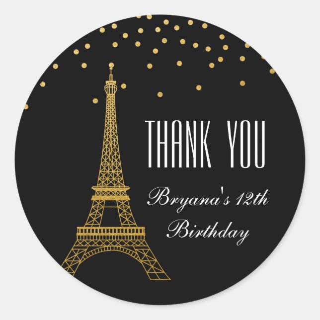 Tour Eiffel Paris Stickers Party Or Gold & Black (Devant)