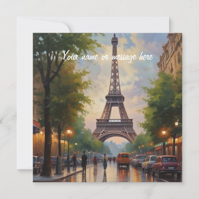 Tour Eiffel Paris Voyage Art Rétro Vintage Nom (Devant)