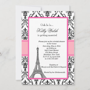 Tour Eiffel Pink Paris Invitation de douche nuptia