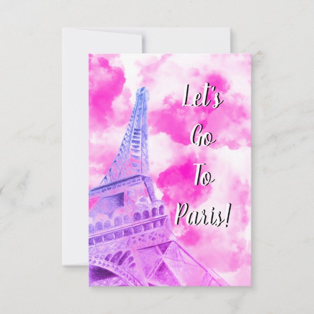 Tour Eiffel rose Bonne carte postale Anniversaire (Devant)