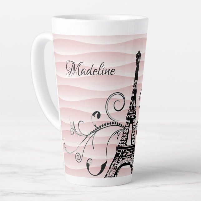 Tour Eiffel Rose Flourdissant Latte Mug (Angle gauche)