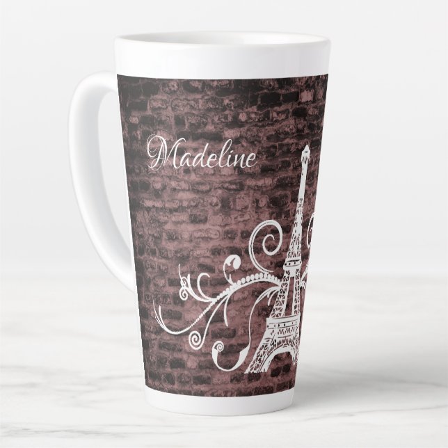 Tour Eiffel rose Grunge Latte Mug (Angle gauche)