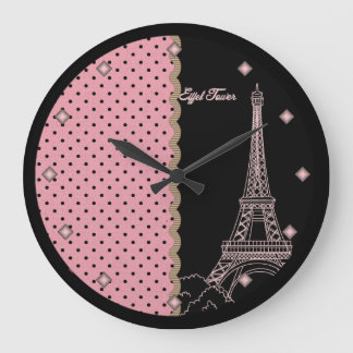 Tour Eiffel rose Horloge ronde