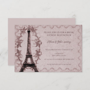 Tour Eiffel rose Invitation de douche nuptiale