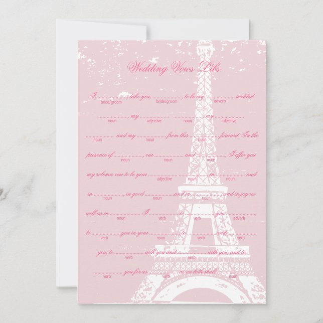 Tour Eiffel rose Mariage Vows Libs Jeu (Devant)