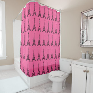 Tour Eiffel rose vif rideau de douche