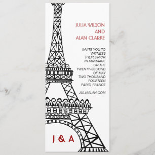 Tour Eiffel rouge Faire-part de mariage