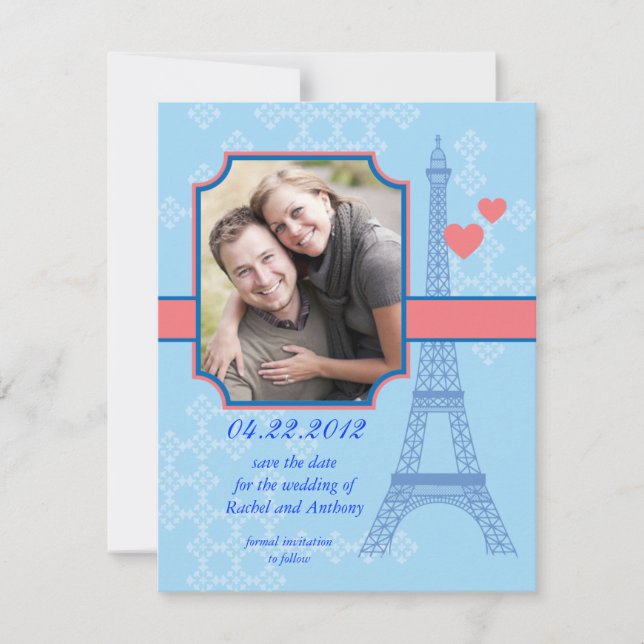 Tour Eiffel Sauvez La Date Invitation Carte photo (Devant)