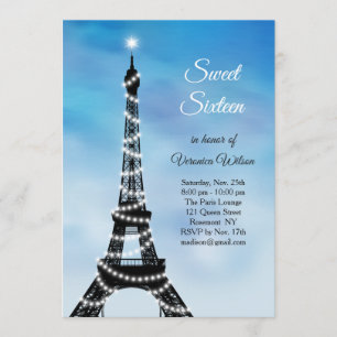 Tour Eiffel scintillante Sweet sixteen Invitation 