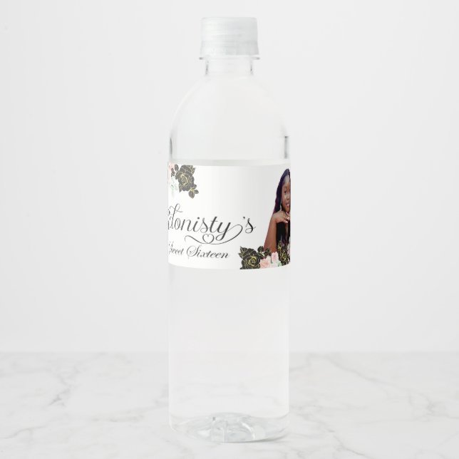 Tour Eiffel Sweet 16 étiquettes bouteille d'eau. (Devant)