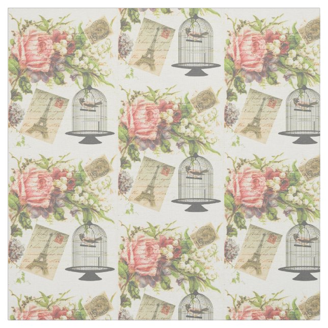Tour Eiffel Thème Français Vintage Tissu Parisien (Échantillon)