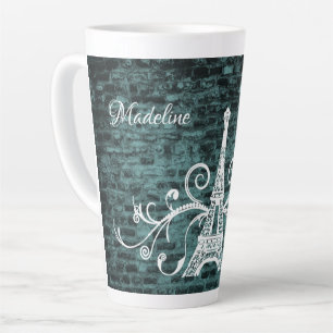 Tour Eiffel turquoise Grunge Latte Mug