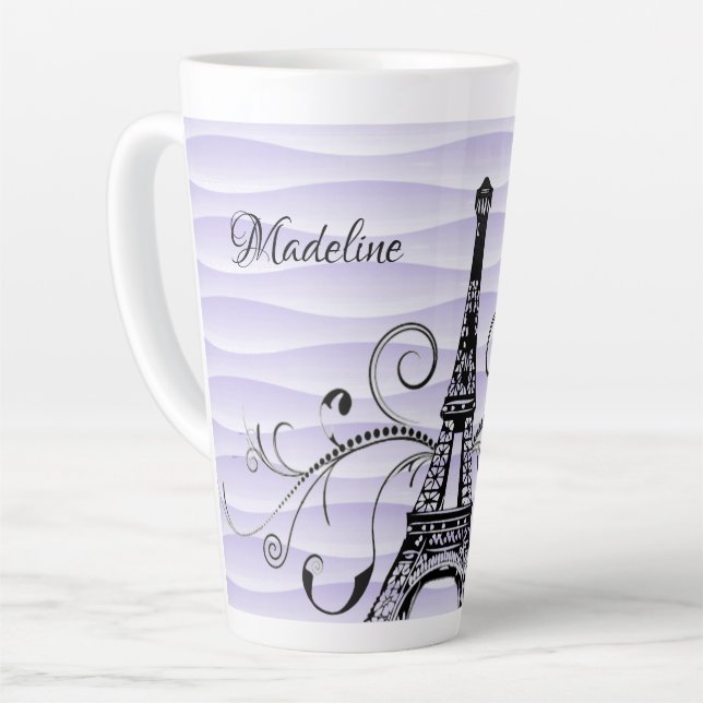 Tour Eiffel violet Flourdissant Latte Mug (Angle gauche)