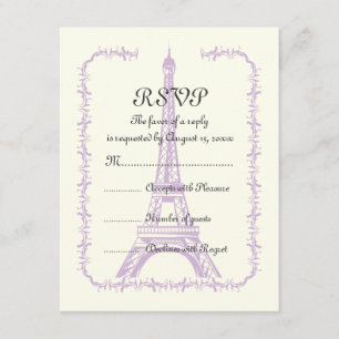 Tour Eiffel violet mariage Paris en ivoire RSVP