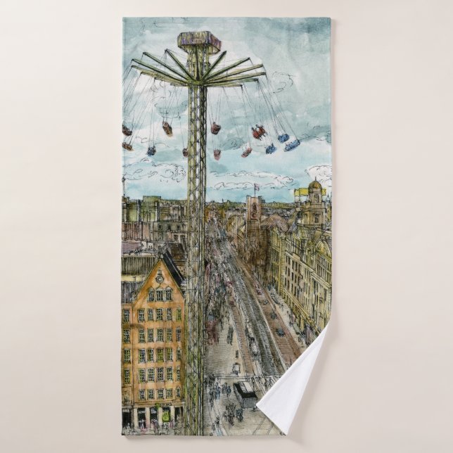Tour européen d'oscillation d'aquarelle des (Serviette de bain)