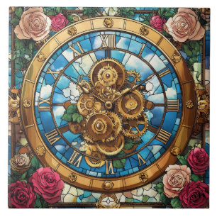 Tour horlogère Steampunk en carreau de céramique