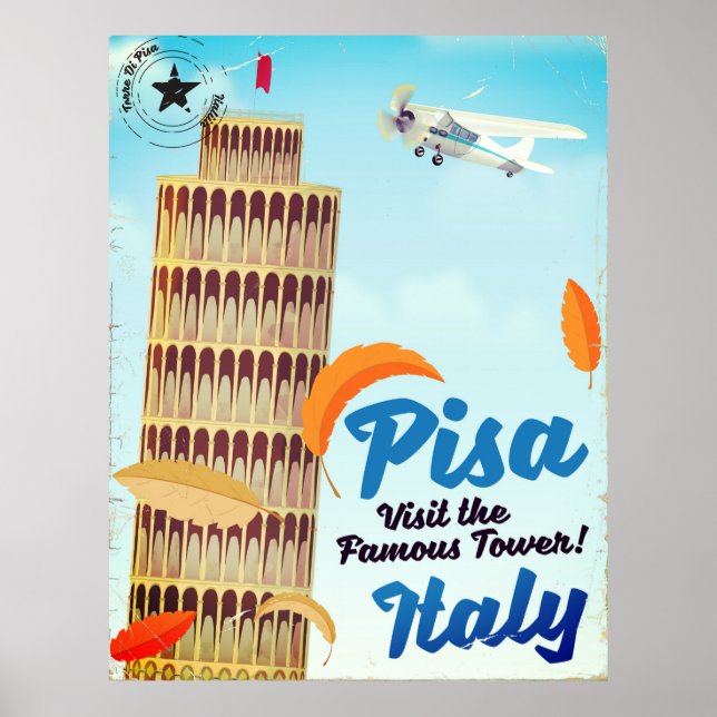 Tour penchée de Pise Impression de vacances vintag (Devant)