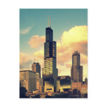 Tour Sears / Willis Tower Carte postale - Coucher 